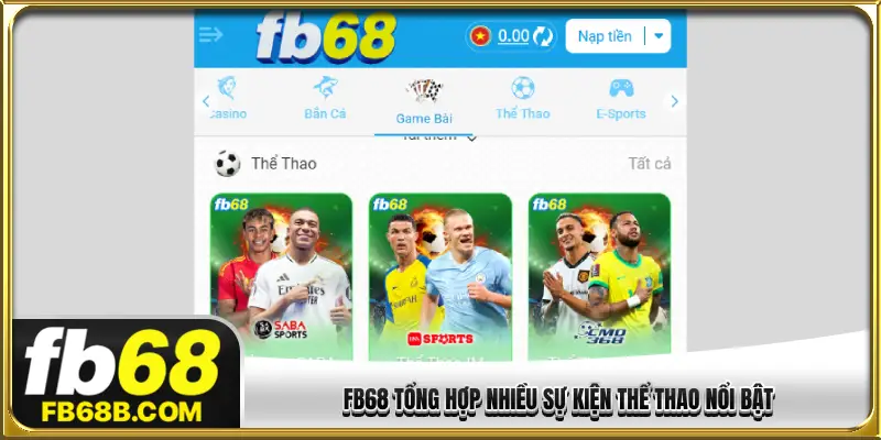 FB68 tổng hợp nhiều sự kiện thể thao nổi bật