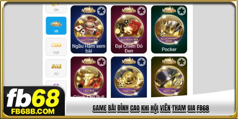 Game bài đỉnh cao khi hội viên tham gia FB68