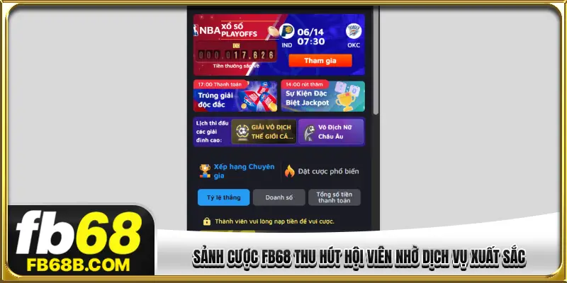 Sảnh cược FB68 thu hút hội viên nhờ dịch vụ xuất sắc