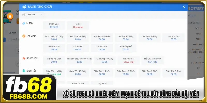 Xổ số FB68 có nhiều điểm mạnh để thu hút đông đảo hội viên